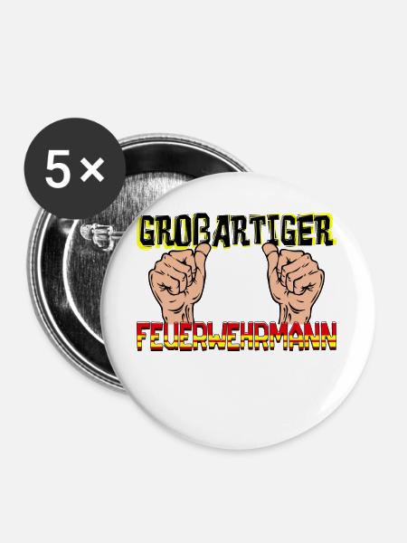 Lebensretter Feuerwehr Statement Feuerwehrmann - Buttons groß 56 mm (5er Pack) - Weiß