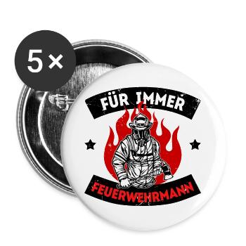 Feuer Statement Feuerwehrmann Feuerwehr Retter - Buttons groß 56 mm (5er Pack) - Weiß - Vorne