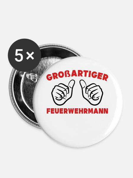 Feuerwehrmann Statement Feuerwehr Lebensretter - Buttons groß 56 mm (5er Pack) - Weiß