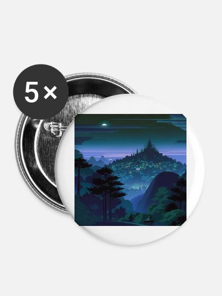 Verzauberte Natur - Buttons groß 56 mm (5er Pack) - Weiß