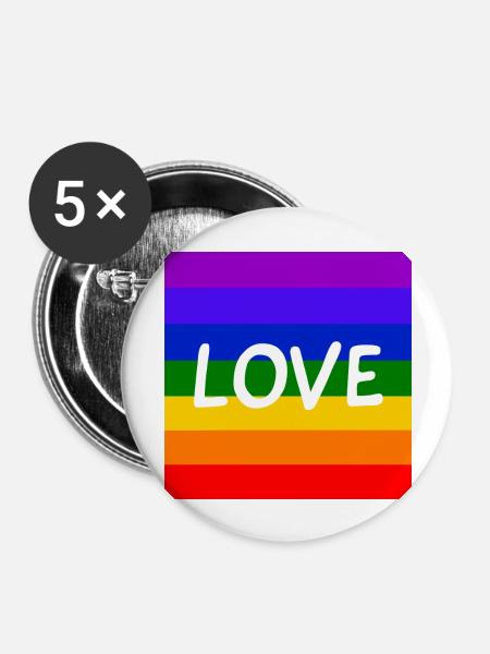 Liebe Regenbogen - Buttons groß 56 mm (5er Pack) - Weiß