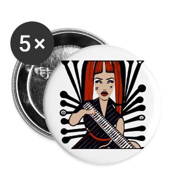Music Girl - Buttons large 2.2''/56 mm (5-pack) - white - Front