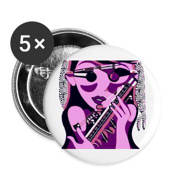 Fille de la musique - Lot de 5 grands badges (56 mm) - blanc - Devant