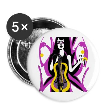 Music Girl - Buttons large 2.2''/56 mm (5-pack) - white - Front