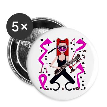 Fille de la musique - Lot de 5 grands badges (56 mm) - blanc - Devant