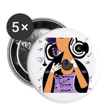 Music Girl - Buttons large 2.2''/56 mm (5-pack) - white - Front