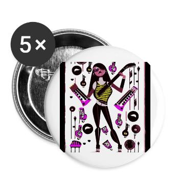 Fille de la musique - Lot de 5 grands badges (56 mm) - blanc - Devant