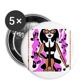 Music Girl - Buttons large 2.2''/56 mm (5-pack) - white - Front