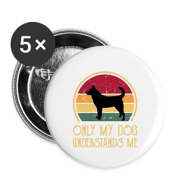 Jindo Dog Silhouette Vintage Sunset for Dog Lovers - Buttons large 2.2''/56 mm (5-pack) - white - Front