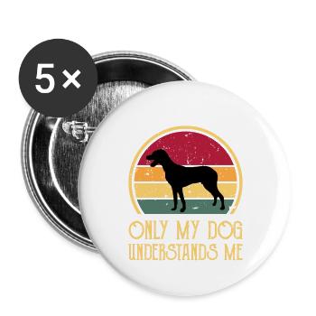 Grec Harehound Dog Love Silhouette Vintage Sunset - Lot de 5 grands badges (56 mm) - blanc - Devant