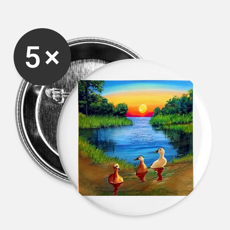 Lake Life - Buttons large 2.2''/56 mm (5-pack) - white