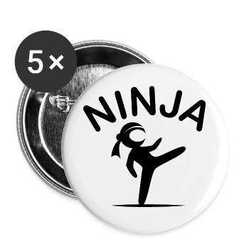Ninja Martial Arts Fighter Symbol Cartoon Comic icon - Buttons large 2.2''/56 mm (5-pack) - white - Front