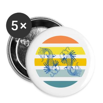 Koifish_Summer - Buttons groß 56 mm (5er Pack) - Weiß - Vorne