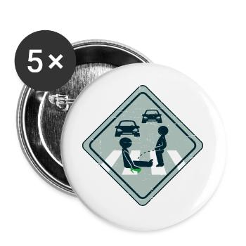Klimaaktivist Straßen Kleben - Buttons groß 56 mm (5er Pack) - Weiß - Vorne