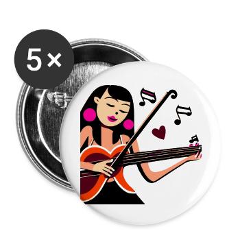 Music Girl - Buttons large 2.2''/56 mm (5-pack) - white - Front
