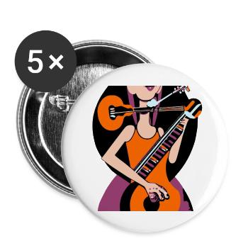 Music Girl - Buttons large 2.2''/56 mm (5-pack) - white - Front