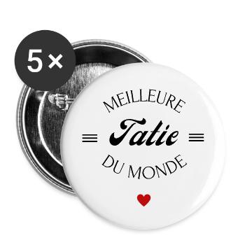 meilleure tatie du monde - Lot de 5 grands badges (56 mm) - blanc - Devant