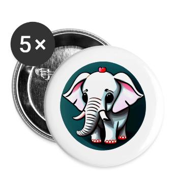 Kleiner Elefant Cartoon niedlich Abenteuer 16 - Buttons groß 56 mm (5er Pack) - Weiß - Vorne