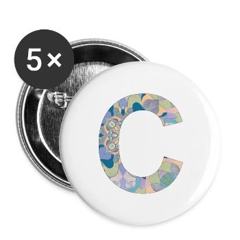 Letter C in mandala - Buttons large 2.2''/56 mm (5-pack) - white - Front