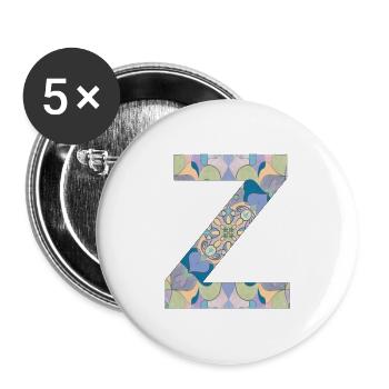 Lettre Z en mandala - Lot de 5 grands badges (56 mm) - blanc - Devant