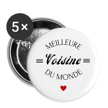 meilleure voisine du monde - Lot de 5 grands badges (56 mm) - blanc - Devant