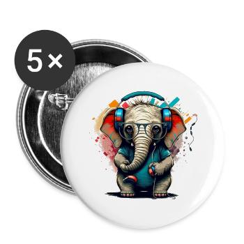 funkyphant - Buttons groß 56 mm (5er Pack) - Weiß - Vorne