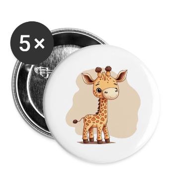 cute giraffe - Buttons groß 56 mm (5er Pack) - Weiß - Vorne