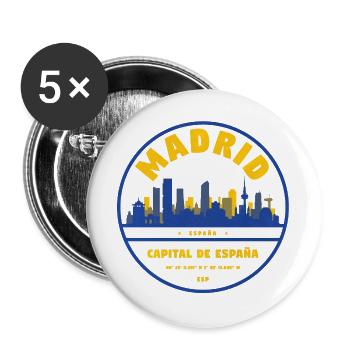 Madrid Skyline Emblem – Capital City of Spain - Buttons large 2.2''/56 mm (5-pack) - white - Front