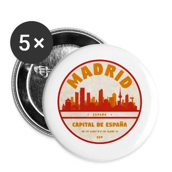 Cercle Vintage de la Skyline de Madrid - Lot de 5 grands badges (56 mm) - blanc - Devant