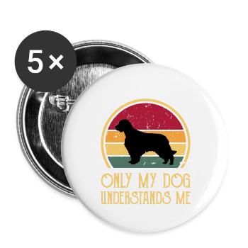 Welsh Springer Spaniel Dog Silhouette Retro Sunset - Buttons large 2.2''/56 mm (5-pack) - white - Front