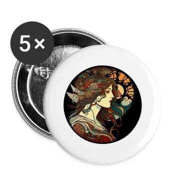 Mystischer Frauen-Jugendstil-Weg - Buttons groß 56 mm (5er Pack) - Weiß - Vorne