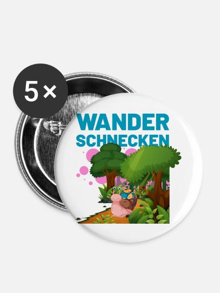 die Wanderschnecken blau - Buttons groß 56 mm (5er Pack) - Weiß