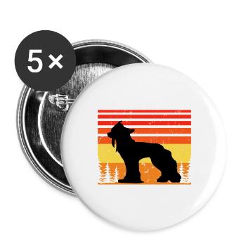 Chinesischer Schopfhund Liebe Silhouette Vintage Sonnenuntergang - Buttons groß 56 mm (5er Pack) - Weiß - Vorne