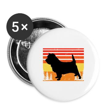 Cairn Terrier Hundeliebhaber Silhouette Vintage Sonnenuntergang - Buttons groß 56 mm (5er Pack) - Weiß - Vorne