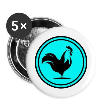 Cercle d'animaux coq - Lot de 5 grands badges (56 mm) - blanc - Devant