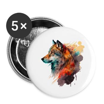 Wolf - Buttons groß 56 mm (5er Pack) - Weiß - Vorne