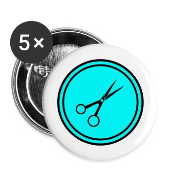 Ciseaux Barbier Cercle - Lot de 5 grands badges (56 mm) - blanc - Devant