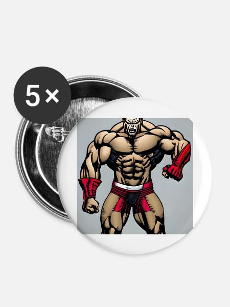 starker mann - Buttons groß 56 mm (5er Pack) - Weiß