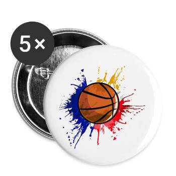 Philippinen Filipino Flagge Basketball I Geschenk - Buttons groß 56 mm (5er Pack) - Weiß - Vorne