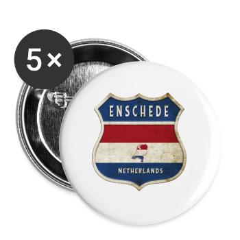 Design des armoiries d'Enschede, Pays-Bas - Lot de 5 grands badges (56 mm) - blanc - Devant