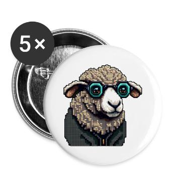 Nerdy University Schafe in Gläsern - Buttons groß 56 mm (5er Pack) - Weiß - Vorne