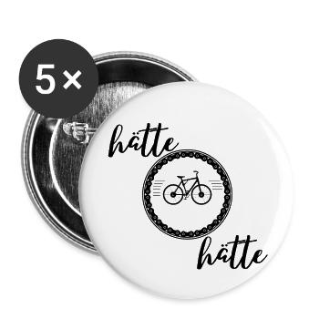 Hätte Hätte Fahrradkette | Lustige Geschenkidee - Buttons groß 56 mm (5er Pack) - Weiß - Vorne