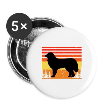 Great Pyrénées Dog Lover Silhouette Vintage Sunset - Lot de 5 grands badges (56 mm) - blanc - Devant
