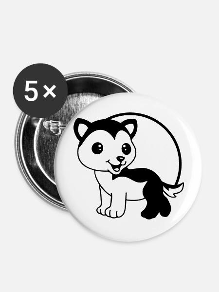 DOG CAT PET - Buttons groß 56 mm (5er Pack) - Weiß