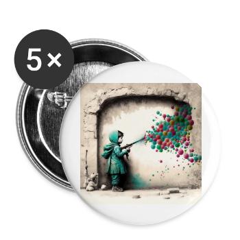 Child Bubble Gun Street Art - Buttons large 2.2''/56 mm (5-pack) - white - Front