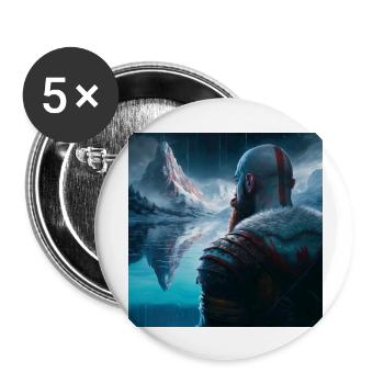 kratos devant les montagnes - Lot de 5 grands badges (56 mm) - blanc - Devant