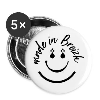 made in breizh - Lot de 5 grands badges (56 mm) - blanc - Devant