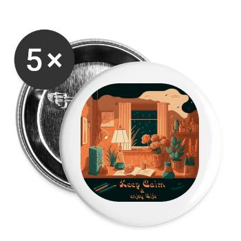 Keep Calm - Buttons large 2.2''/56 mm (5-pack) - white - Front