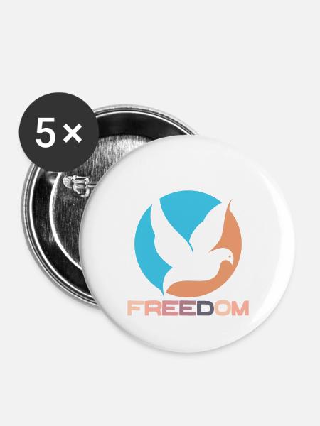 Freedom - Buttons groß 56 mm (5er Pack) - Weiß
