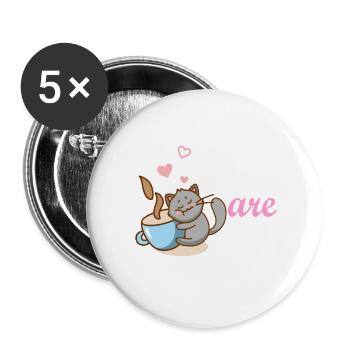 cats and coffee best Human Friends - Lot de 5 grands badges (56 mm) - blanc - Devant